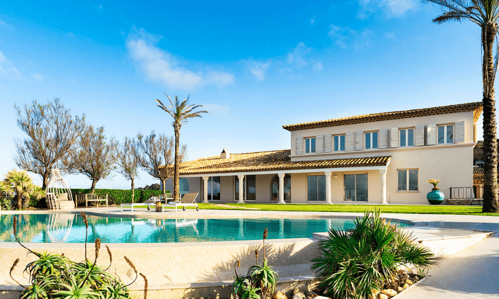 Sea-view terrace with elegant seating in Les Parcs villa